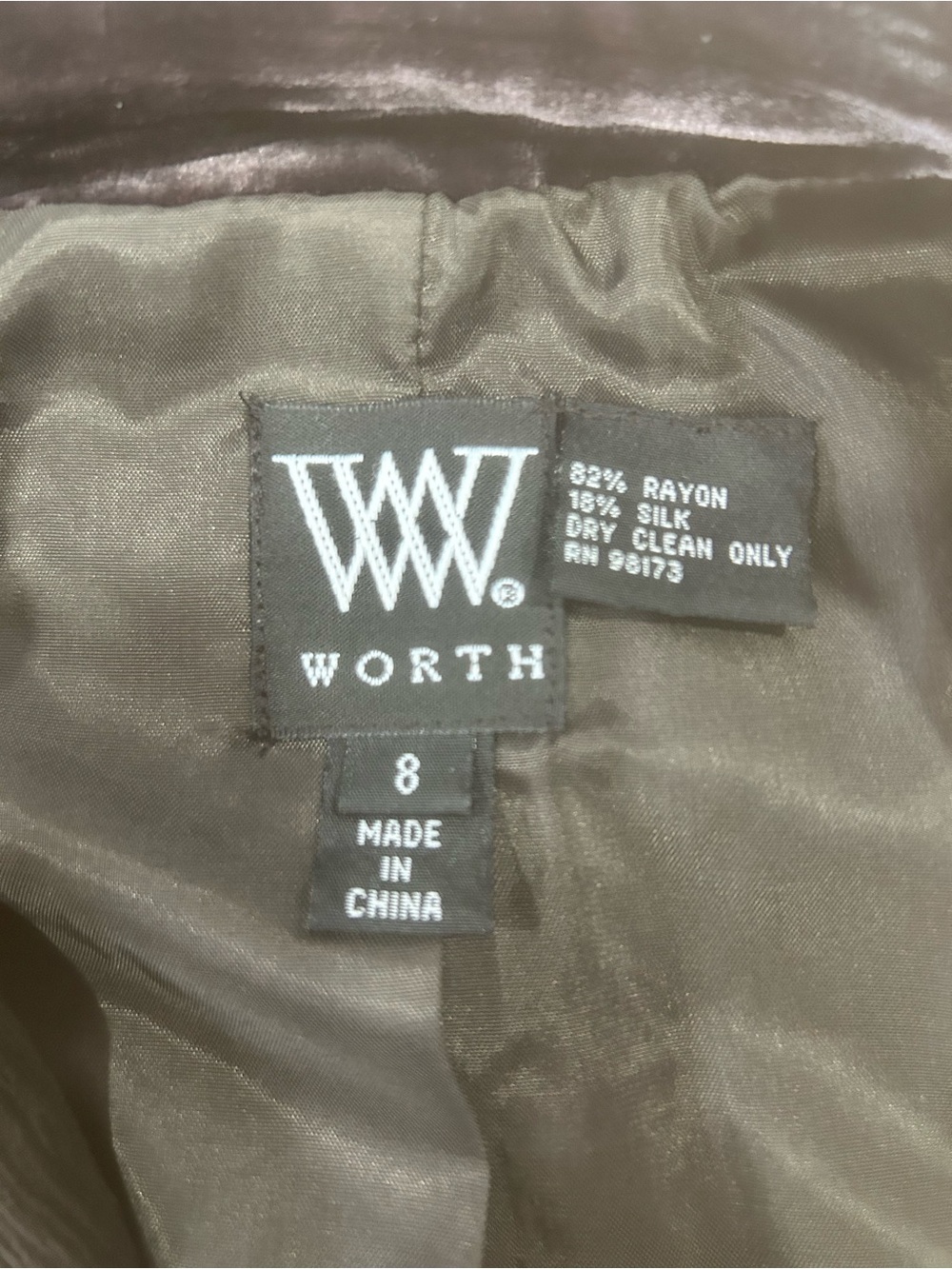 Worth Velvet Blazer Womens 8 silk blend brown Dark Romance Whimsigoth officechic - Picture 7 of 16
